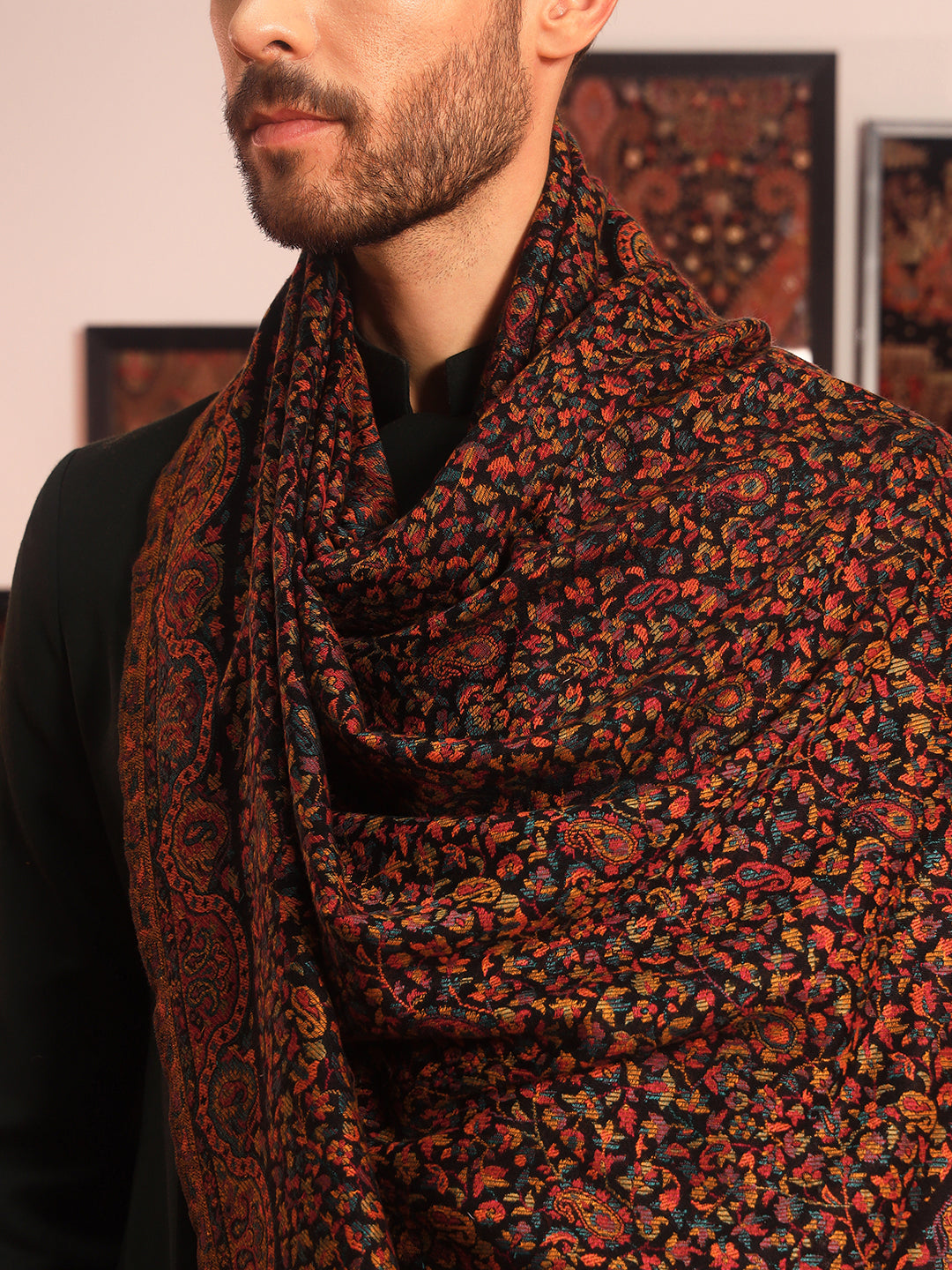 Pashmoda Men Mehak Kaani Wool Blend Kashmiri Shawl (Size: 101X203 CM)