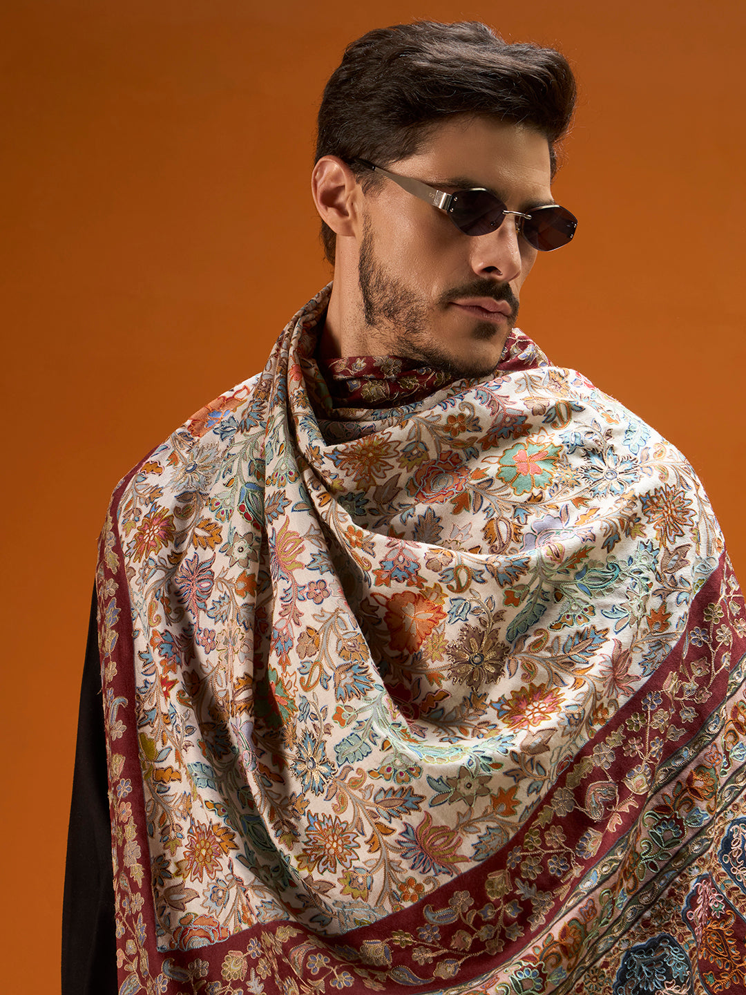 Men Royal Mehrab Kalamkari Embroidered Shawl