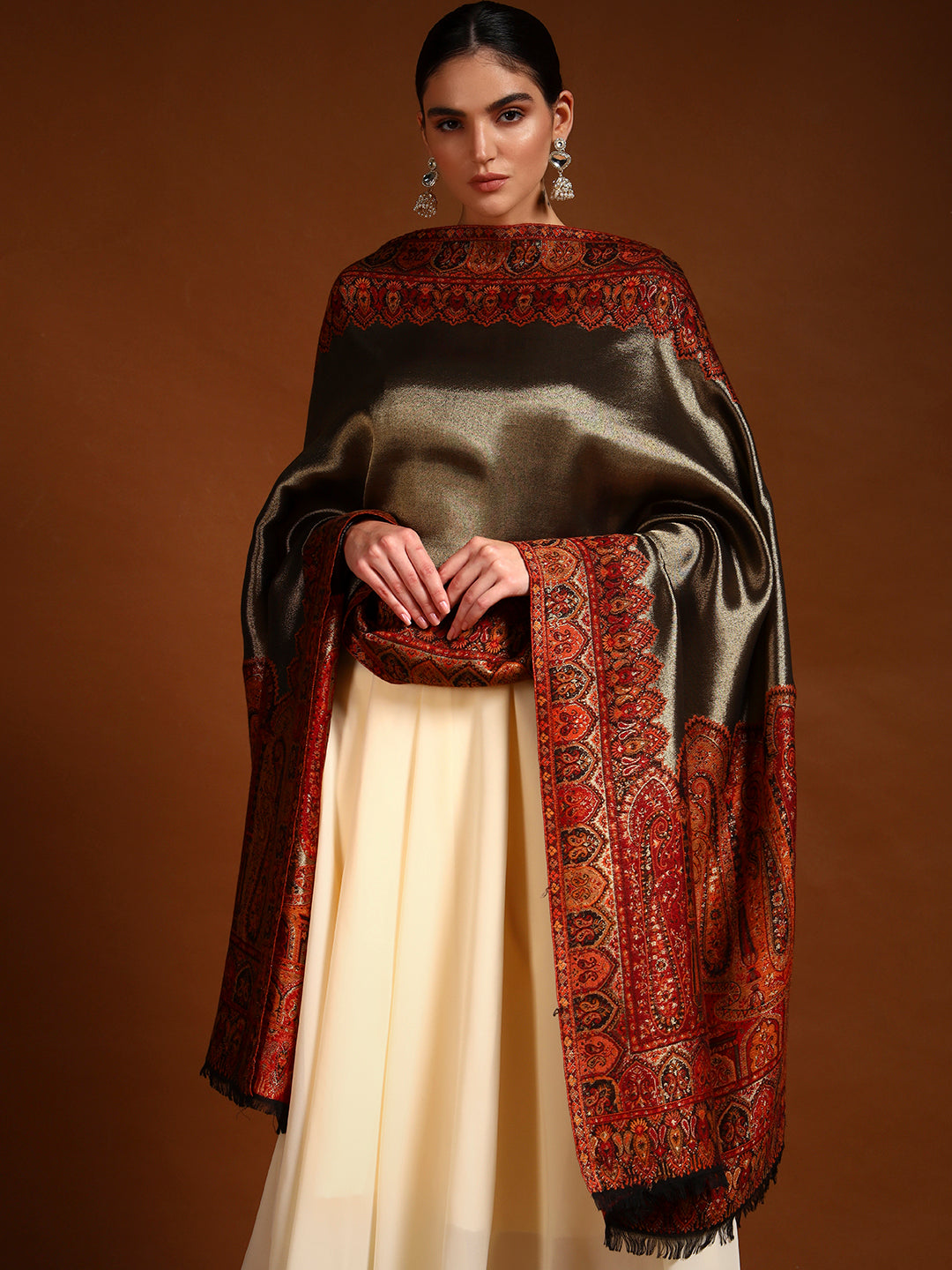 Pashmoda Women Zarvash Zari Kaani Fine Wool Shawl (Size: 101X203 CM)