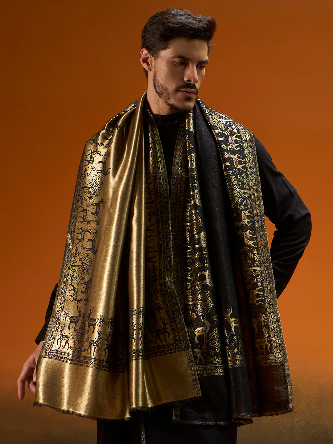 Men Shahi Caravan Reversible Zari Stole