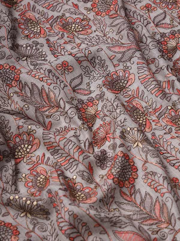 Women Khwaabida 100% Pure Wool Embroidered Stole (Size 71X203 CM)