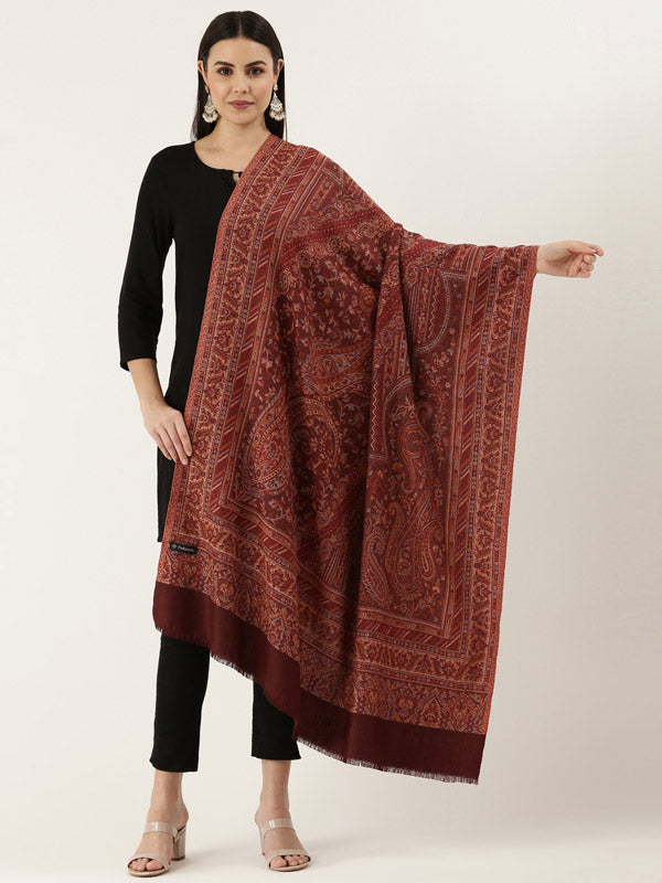 Women's Noor Kashmiri Royal Paisley Design Jamawar Shawl (Size: 101 X 203 Cms)