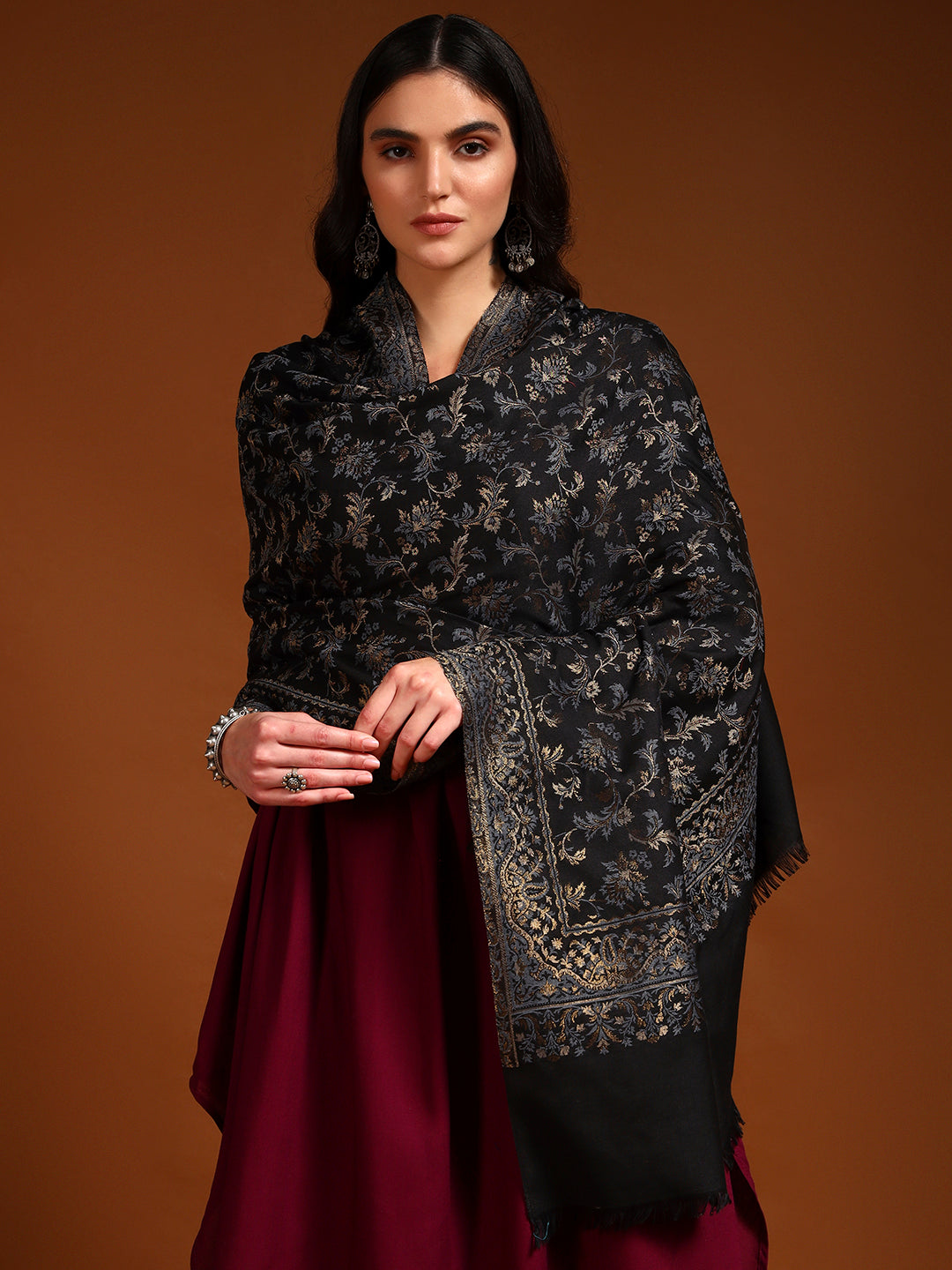 Pashmoda Women Nazrana Kashmiri Jamawar Woven Shawl (Size: 101X203 CM)