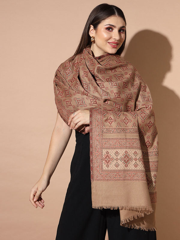 Women Raqsaan Woven Design Jamawar Shawl (Size 101X203 CM)