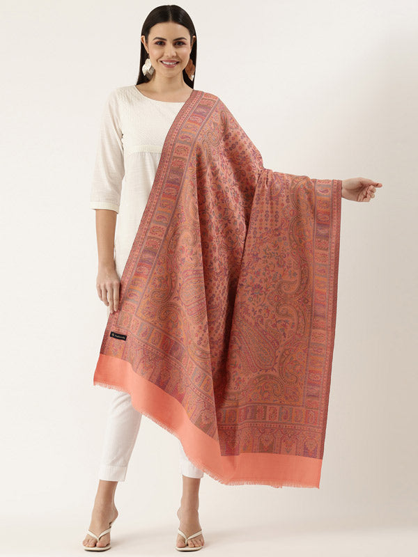 Women's Dil-kash Kashmiri Royal Paisley Design Jamawar Shawl (Size: 101 X 203 Cms)