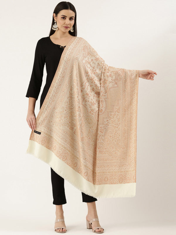 Women's Aaraish Kashmiri Royal Paisley Design Jamawar Shawl (Size: 101 X 203 Cms)