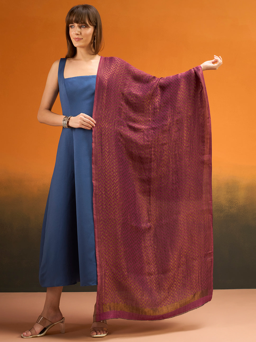 Women Heritage chevron Zari Stole