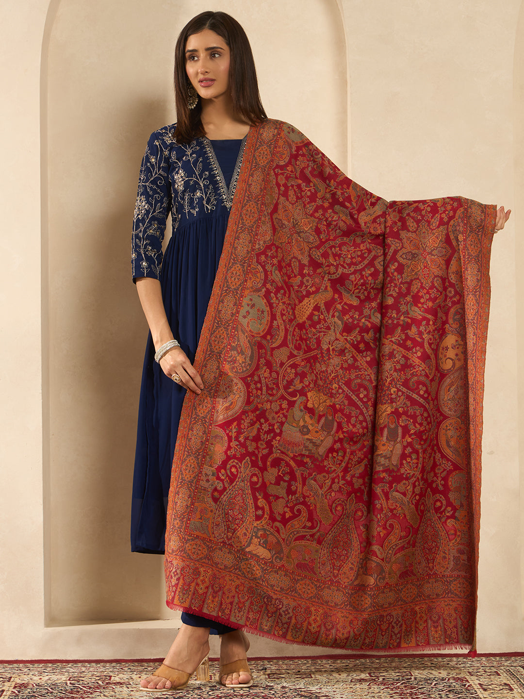 Women Royal gulistan Kaani Wool Blend Kashmiri Shawl