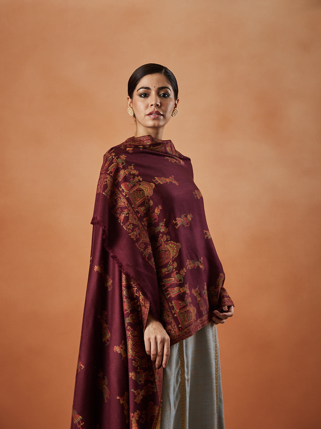 Pashmoda Women Pari mahal Kaani Stole Size:( 71X203 CM)