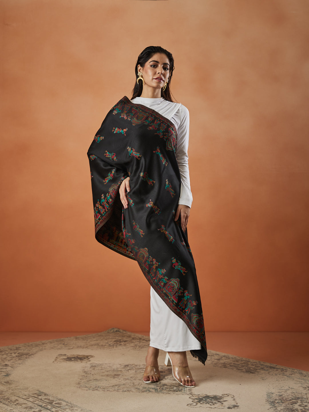 Pashmoda Women Pari mahal Kaani Stole Size:( 71X203 CM)