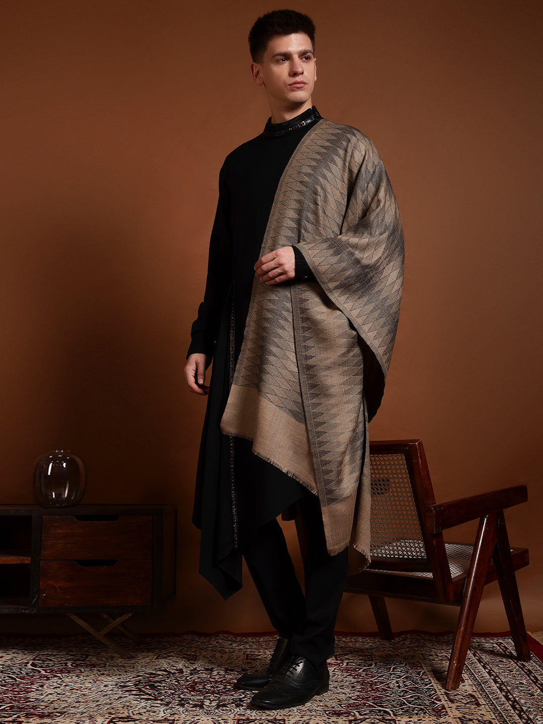 Men Ananta Ikat 100% Pure Wool Checkered Stole