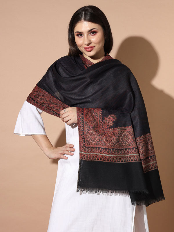 Women Chaman Woven Design Jamawar Shawl (Size 101X203 CM)