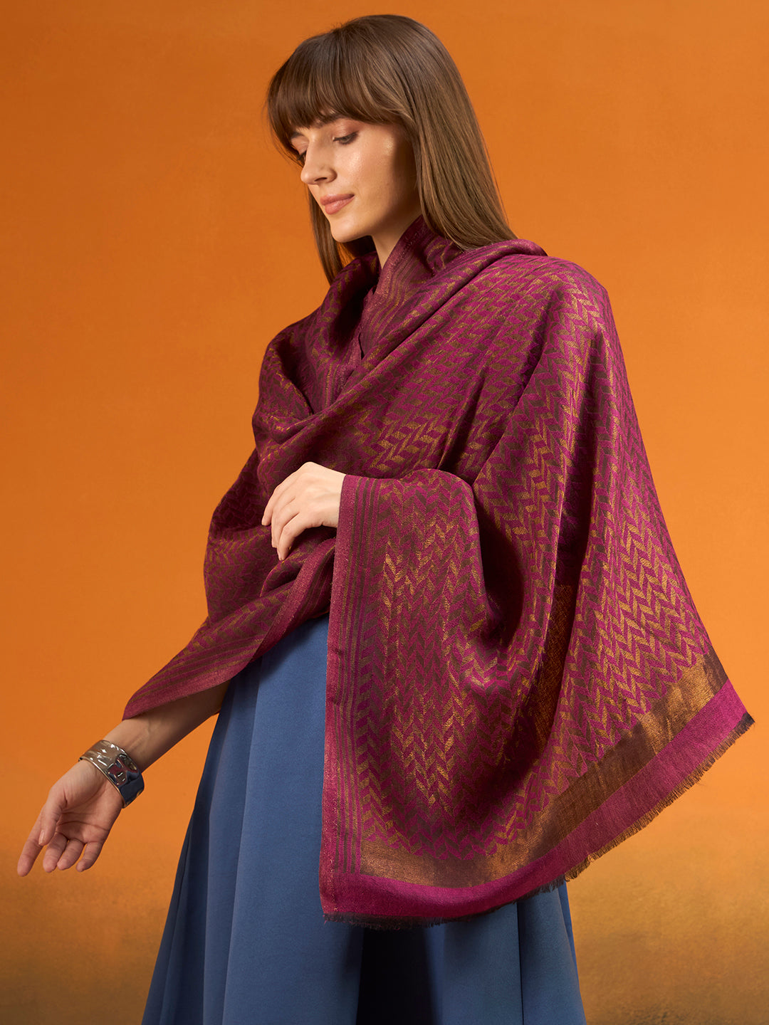 Women Heritage chevron Zari Stole