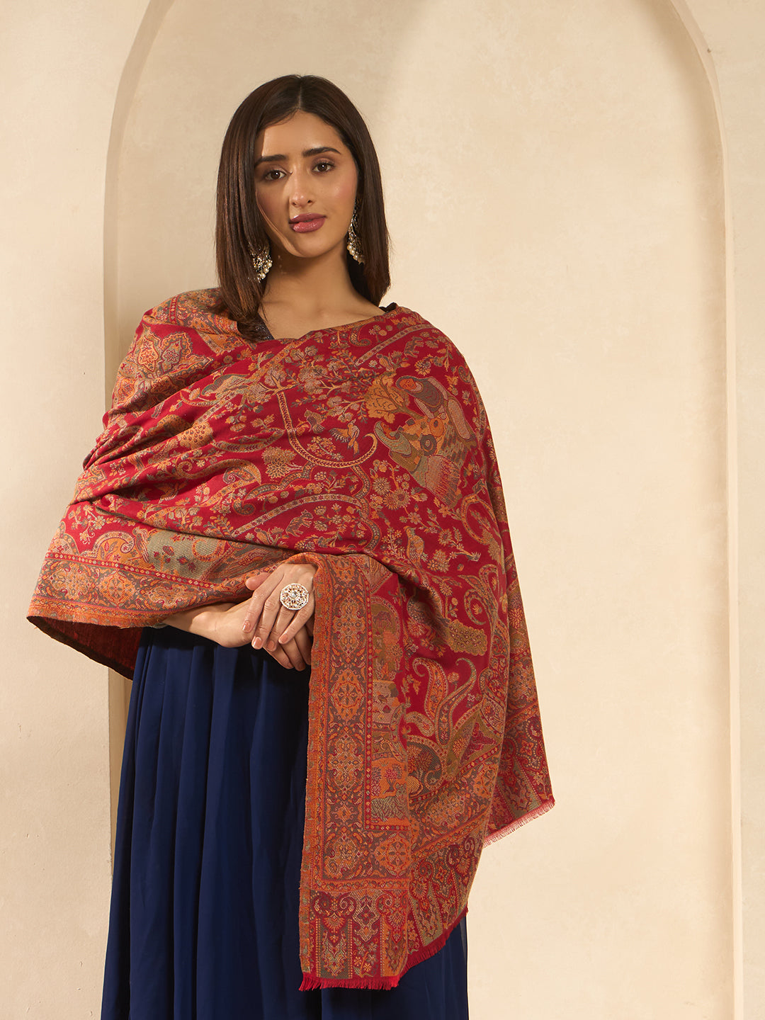 Women Royal gulistan Kaani Wool Blend Kashmiri Shawl