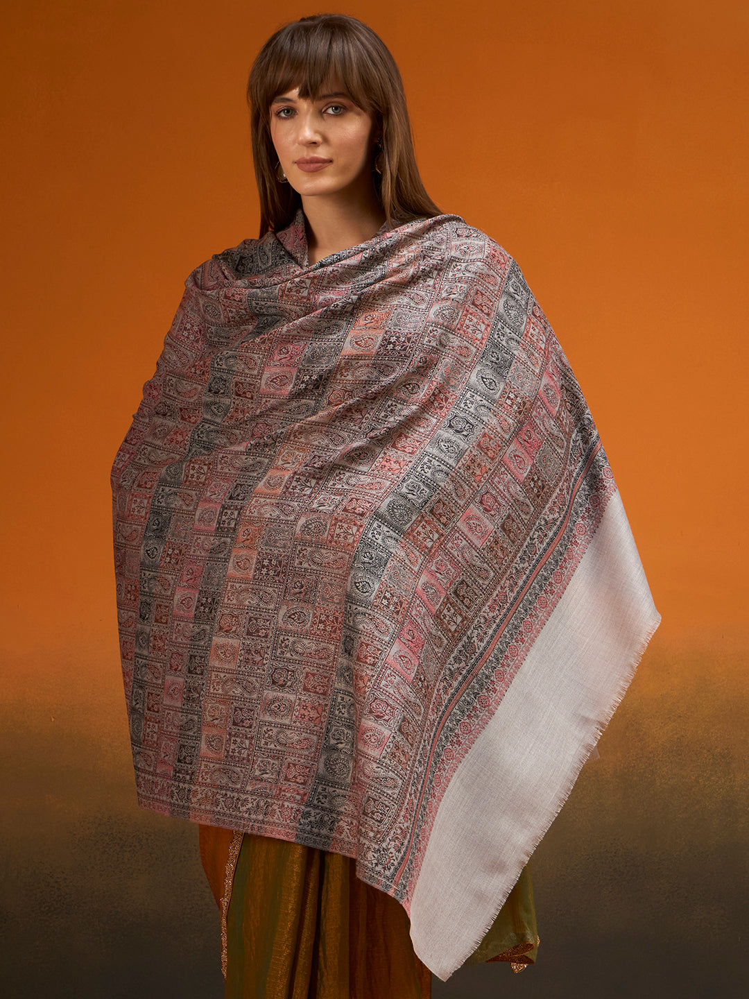 Women Regal Tapestry Kashmiri Jamawar Woven Shawl