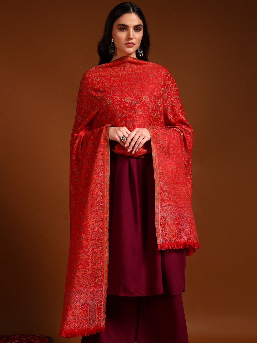 Pashmoda Women Nazrana Kashmiri Jamawar Woven Shawl (Size: 101X203 CM)