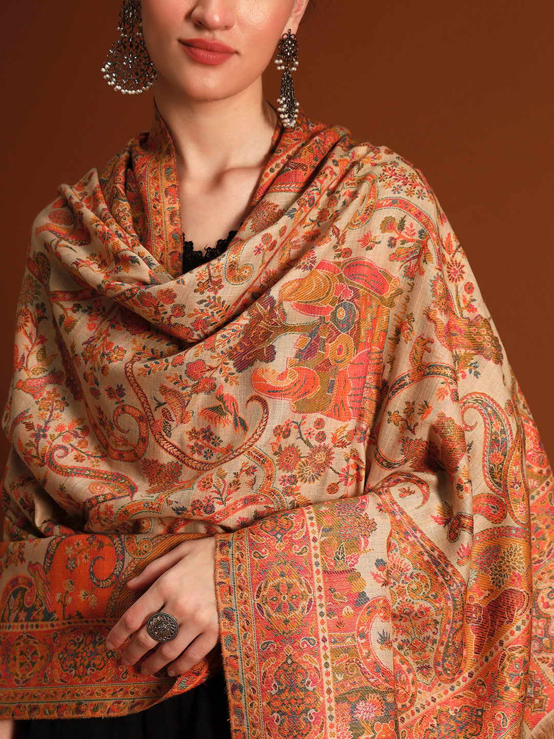Women Royal gulistan Kaani Wool Blend Kashmiri Shawl