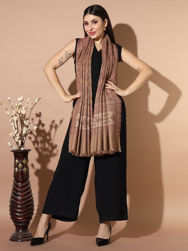 Women Raqsaan Woven Design Jamawar Shawl (Size 101X203 CM)