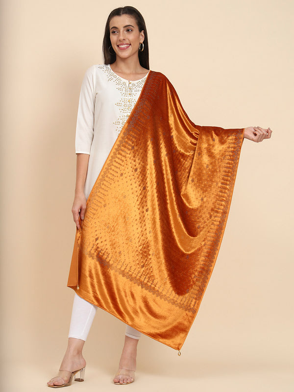 Women’s Makhamli Velvet Crystal Embellished Stole (Size 71X203 cms )