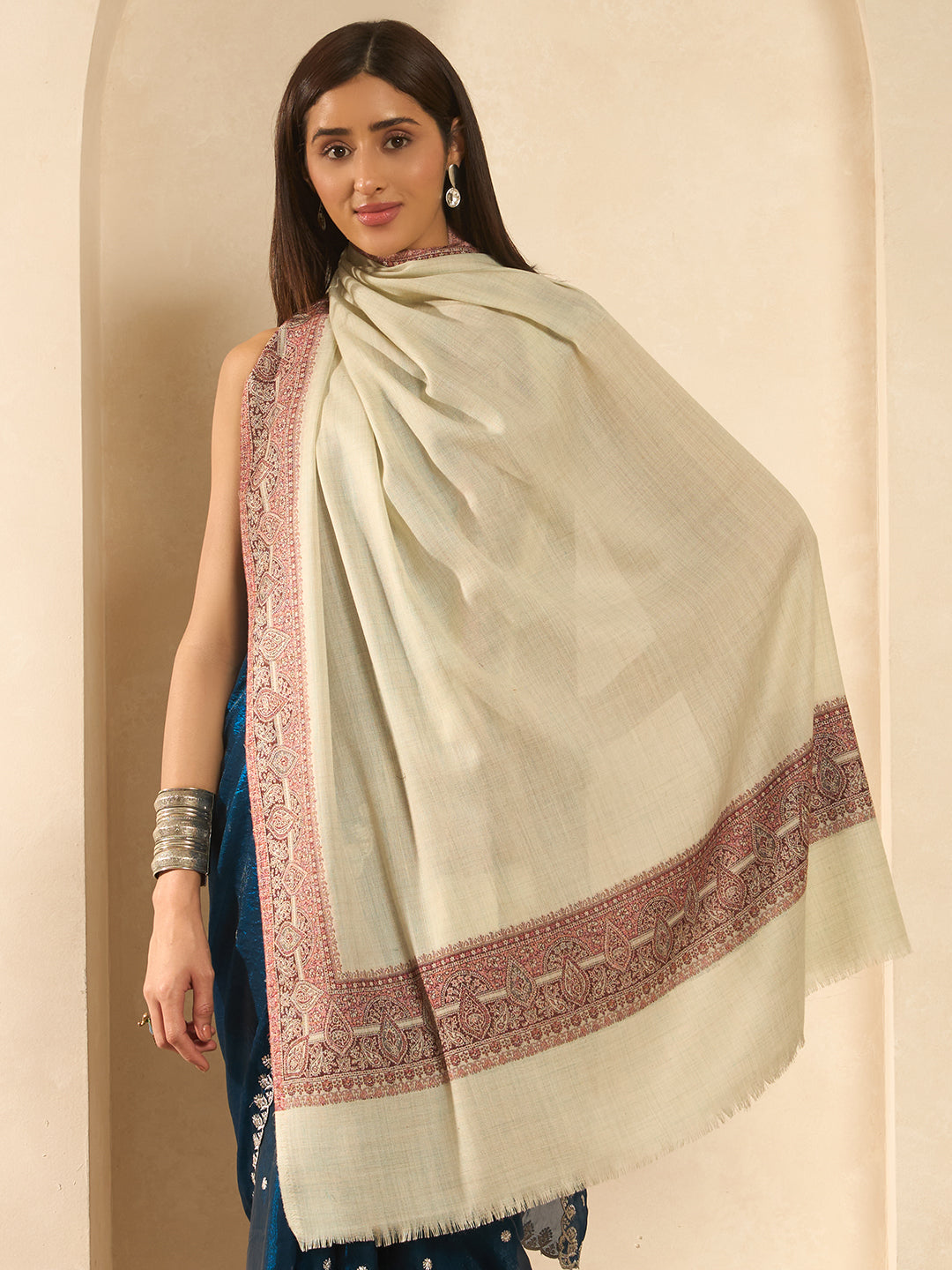 Women Shikoh Kashmiri Jamawar Woven Shawl