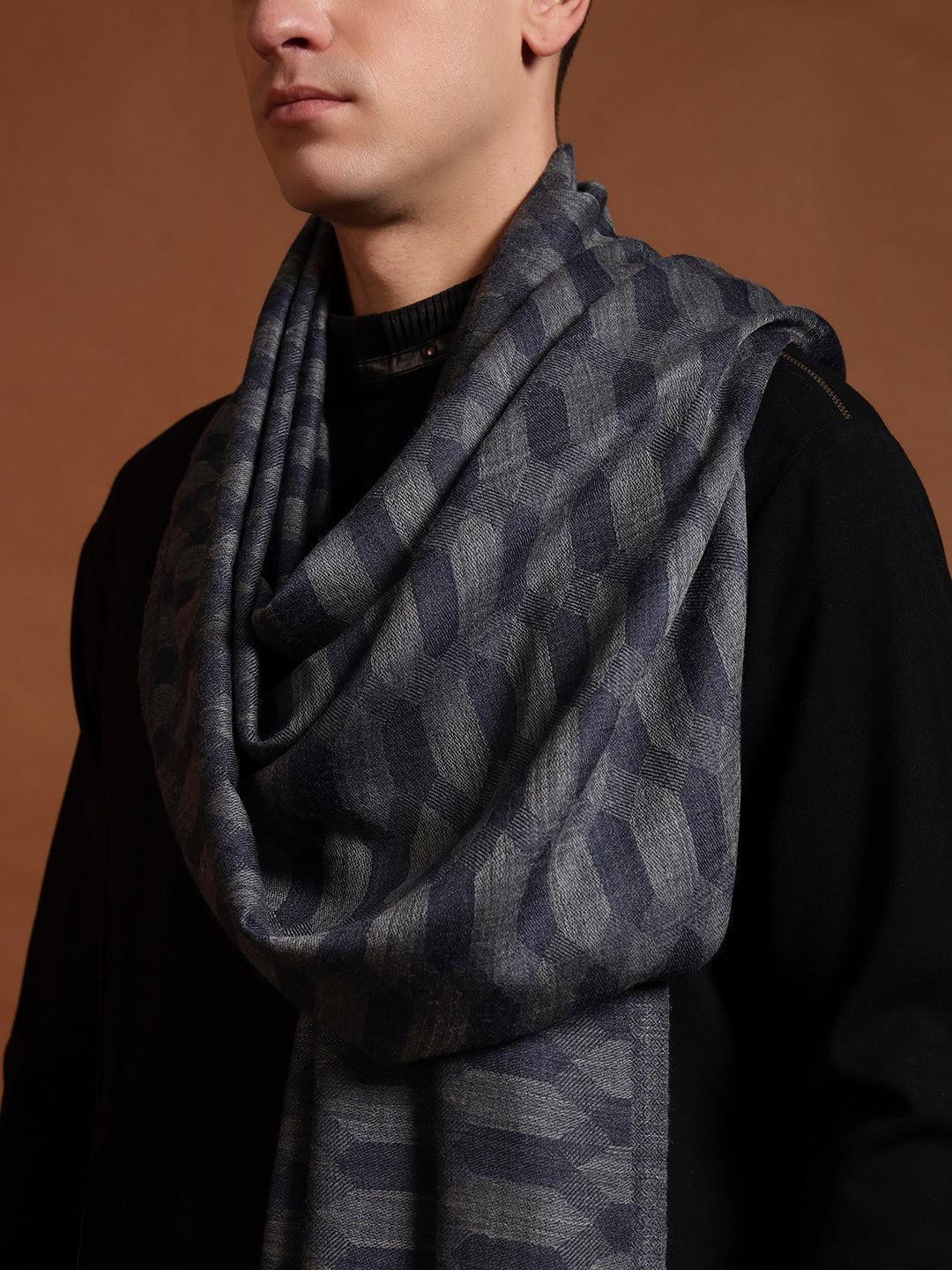 Men Kavya Ikat 100% Pure Wool Checkered Stole