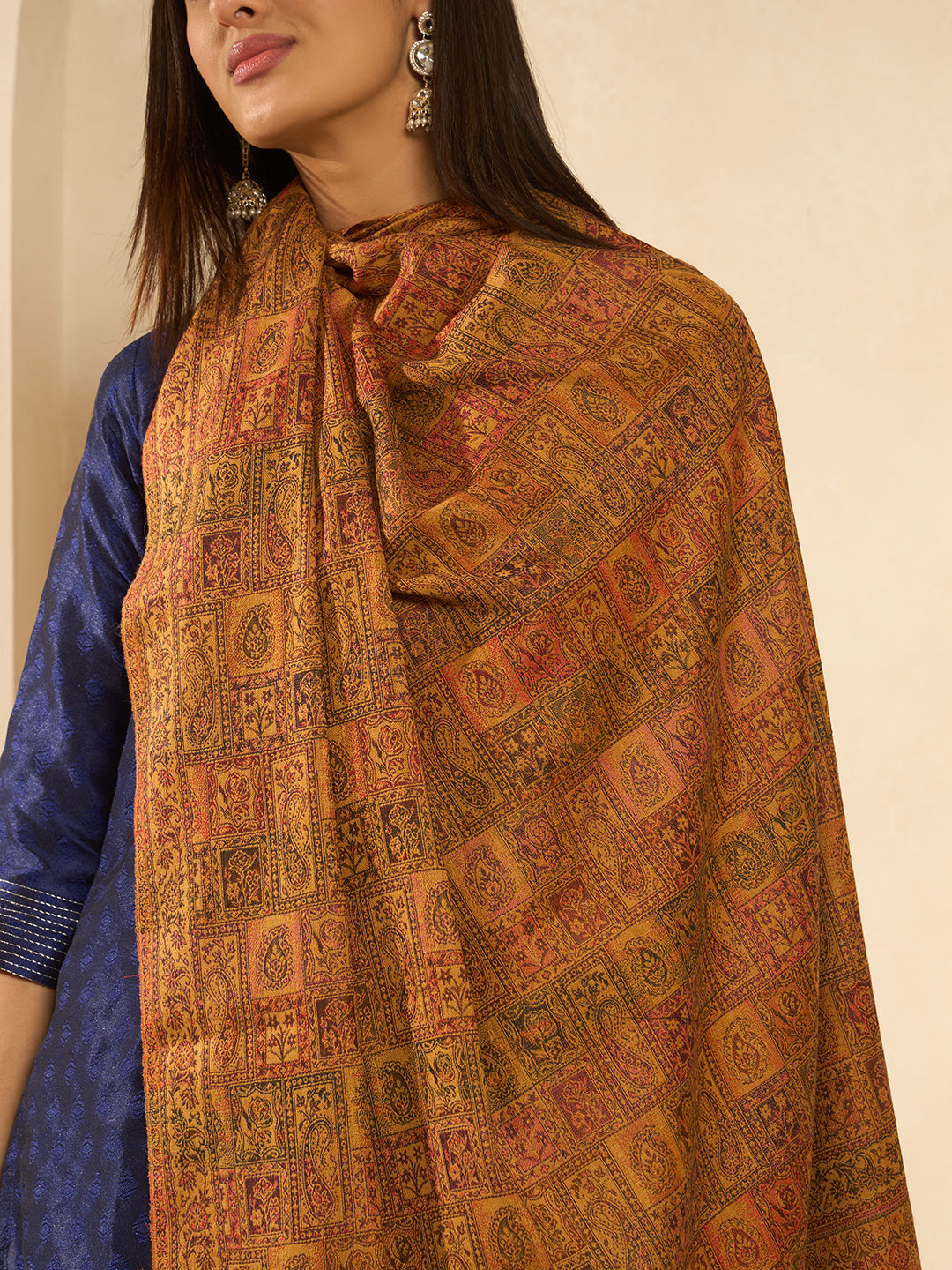 Women Regal Tapestry Kashmiri Jamawar Woven Shawl