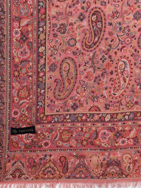 Men Gulzaar Kaani Woven Design Stole (Size 71X203 CM, Peach Color)