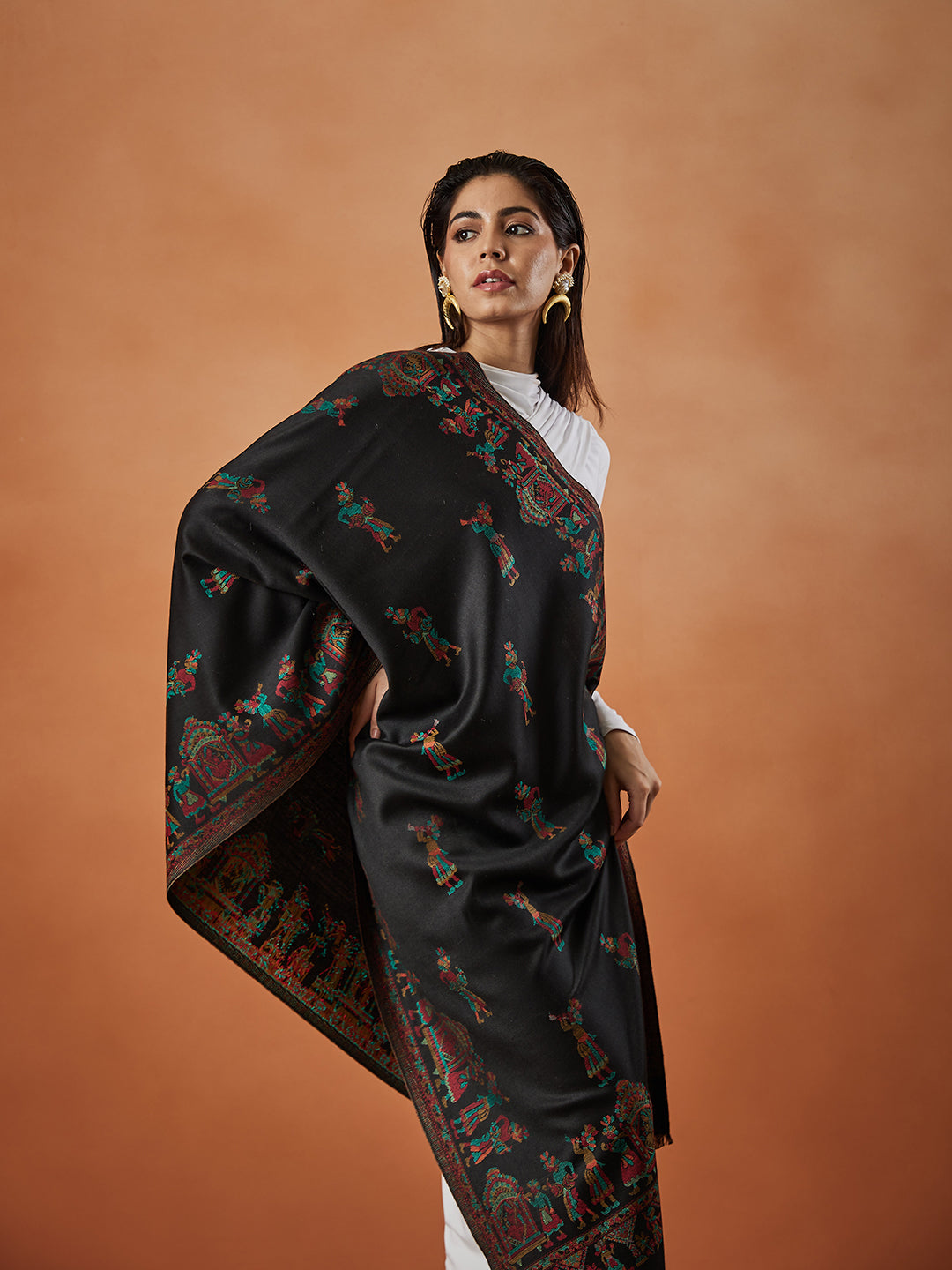 Pashmoda Women Pari mahal Kaani Stole Size:( 71X203 CM)