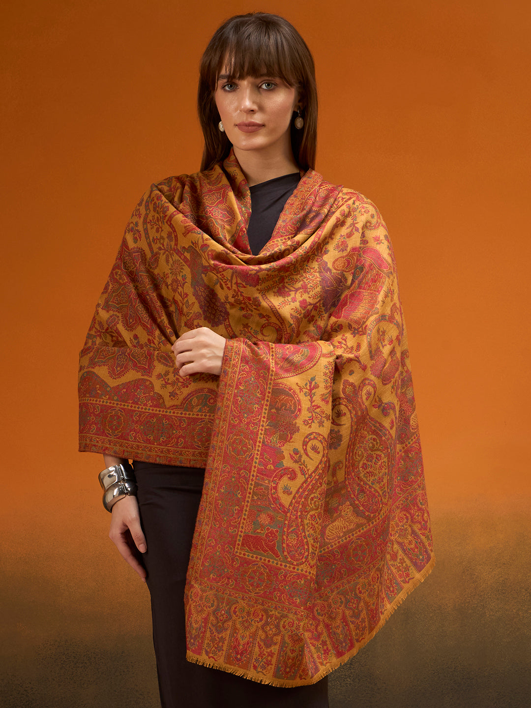 Women Royal gulistan Kaani Wool Blend Kashmiri Shawl