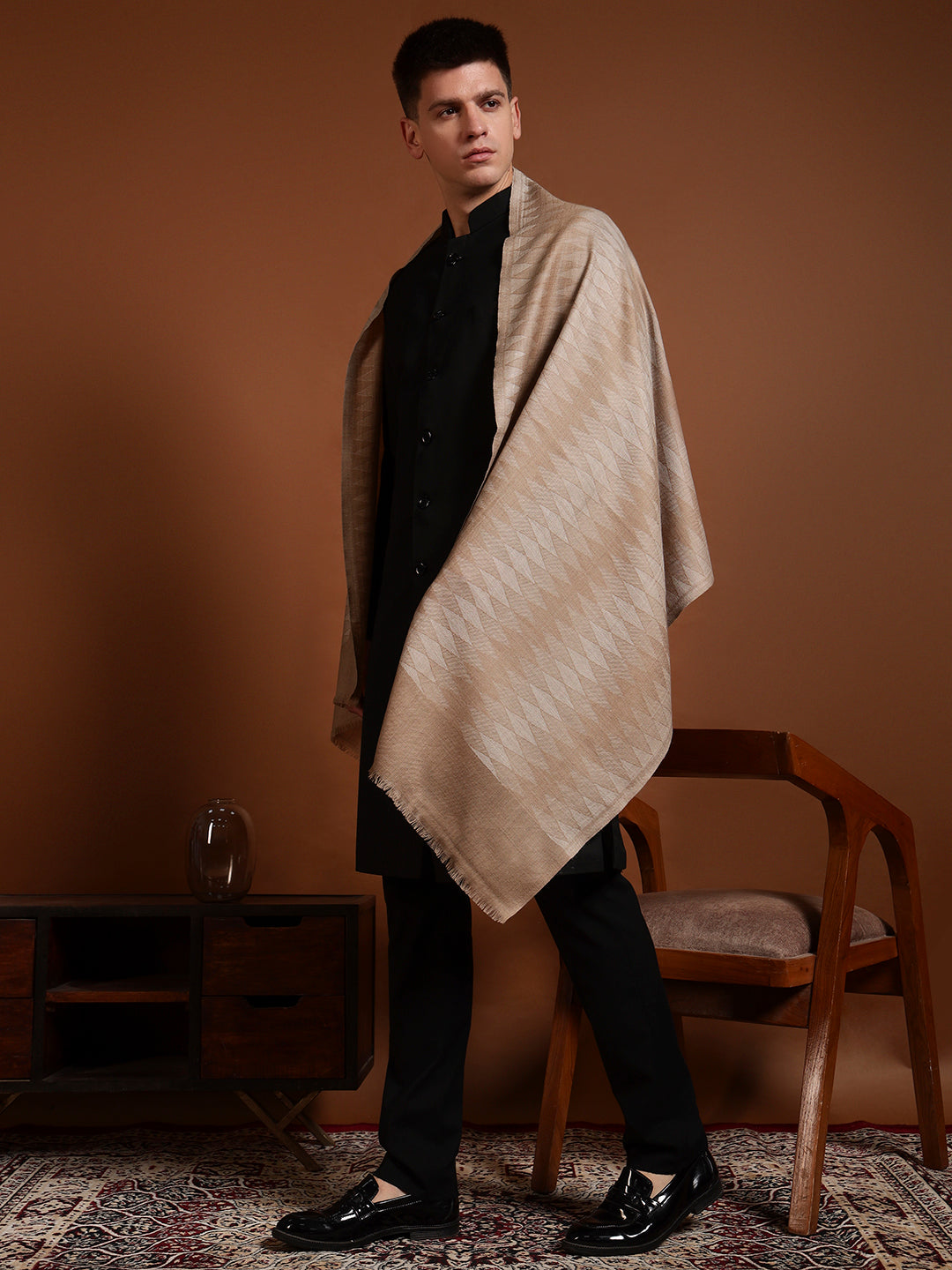 Men Ananta Ikat 100% Pure Wool Checkered Stole