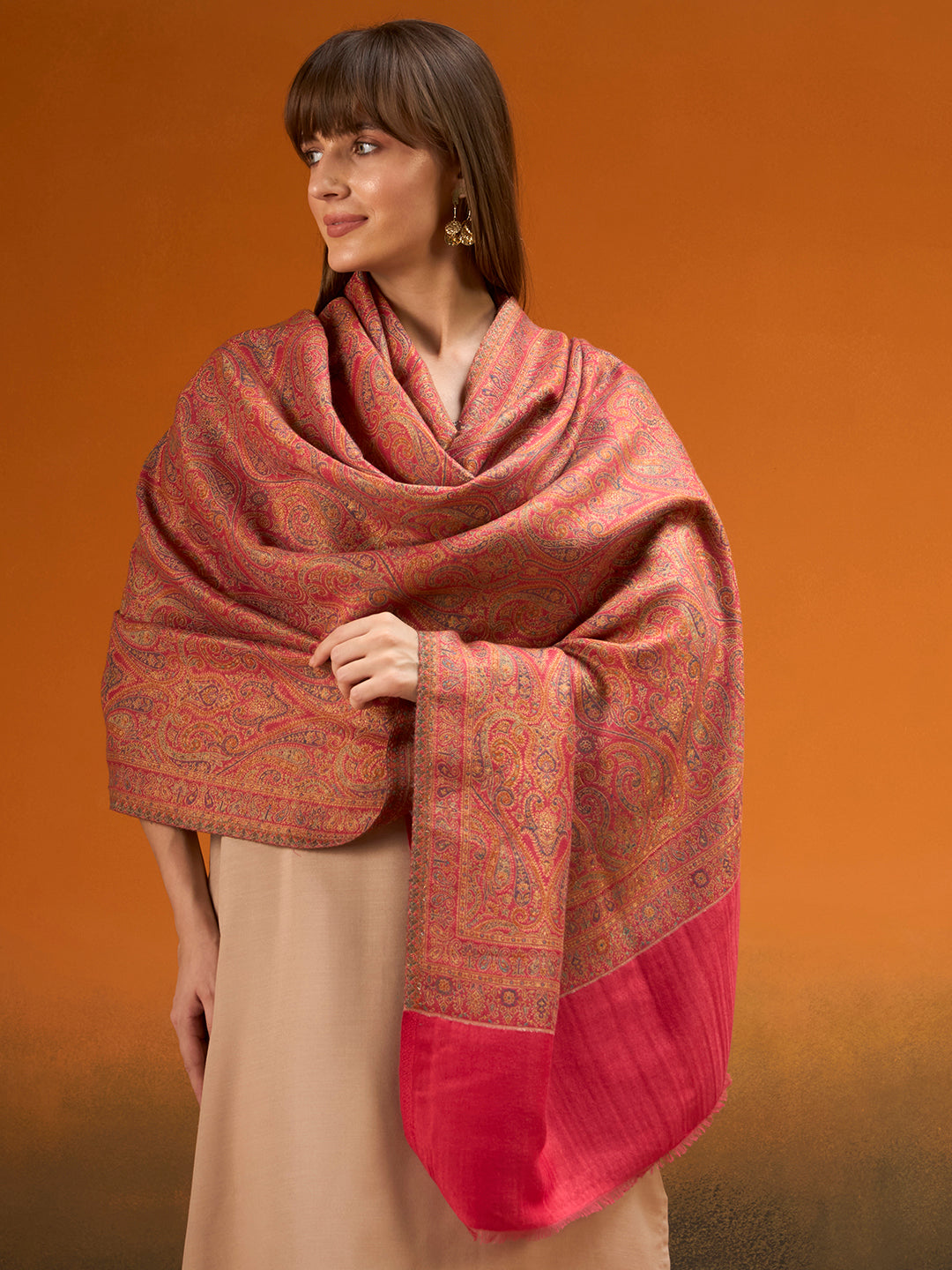 Pashmoda Women Regalis Zari Reversible Kaani Fine Wool Shawl, Shawl, Scarf, Heritage Kashmiri Pashmina Stole, Evening Wrap (Size 40X80 inches)