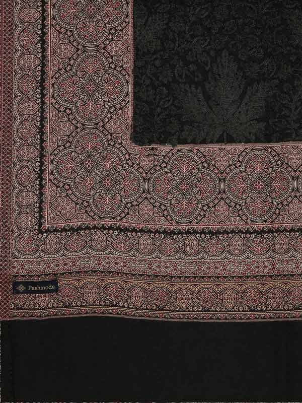 Women's Kashmiri Royal Paisley Design Aari Embroidery Jamawar Shawl (Size: 101 X 203 Cm)