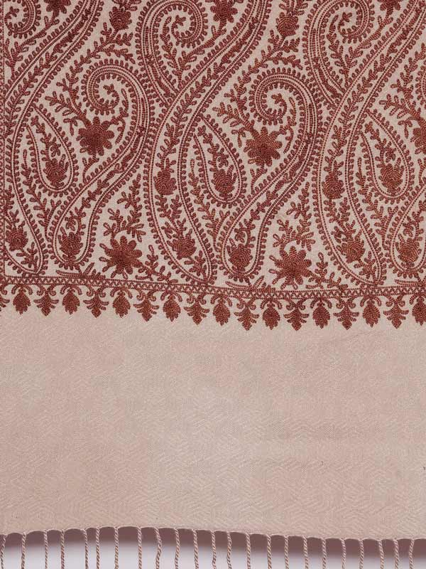 Women's Firdousi Aari Embroidered Kashmiri Stole (Size: 71x203 cm)