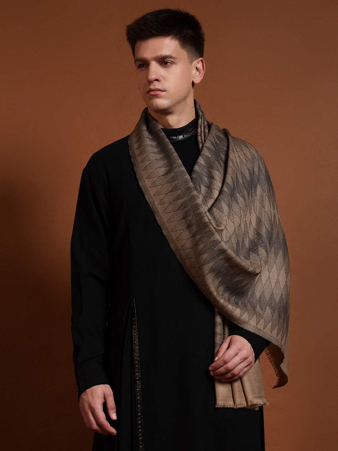 Men Ananta Ikat 100% Pure Wool Checkered Stole