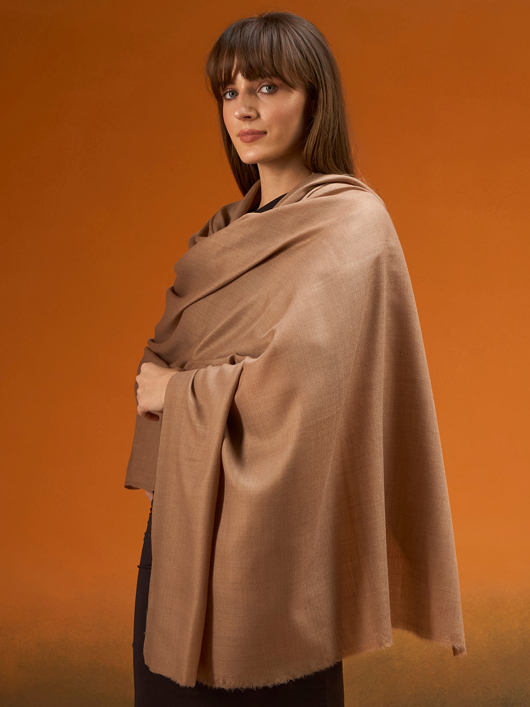 Women Verdant Grace Fine Wool Blend Solid Melange Shawl
