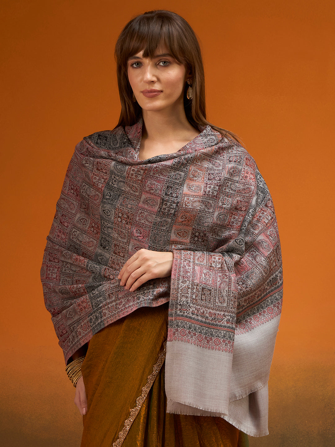 Women Regal Tapestry Kashmiri Jamawar Woven Shawl
