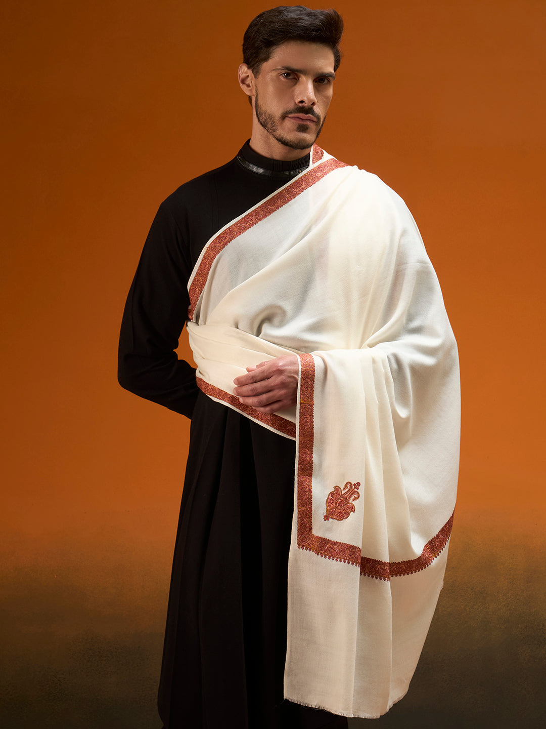 Men kashida Kingri Embroidered Lohi Shawl