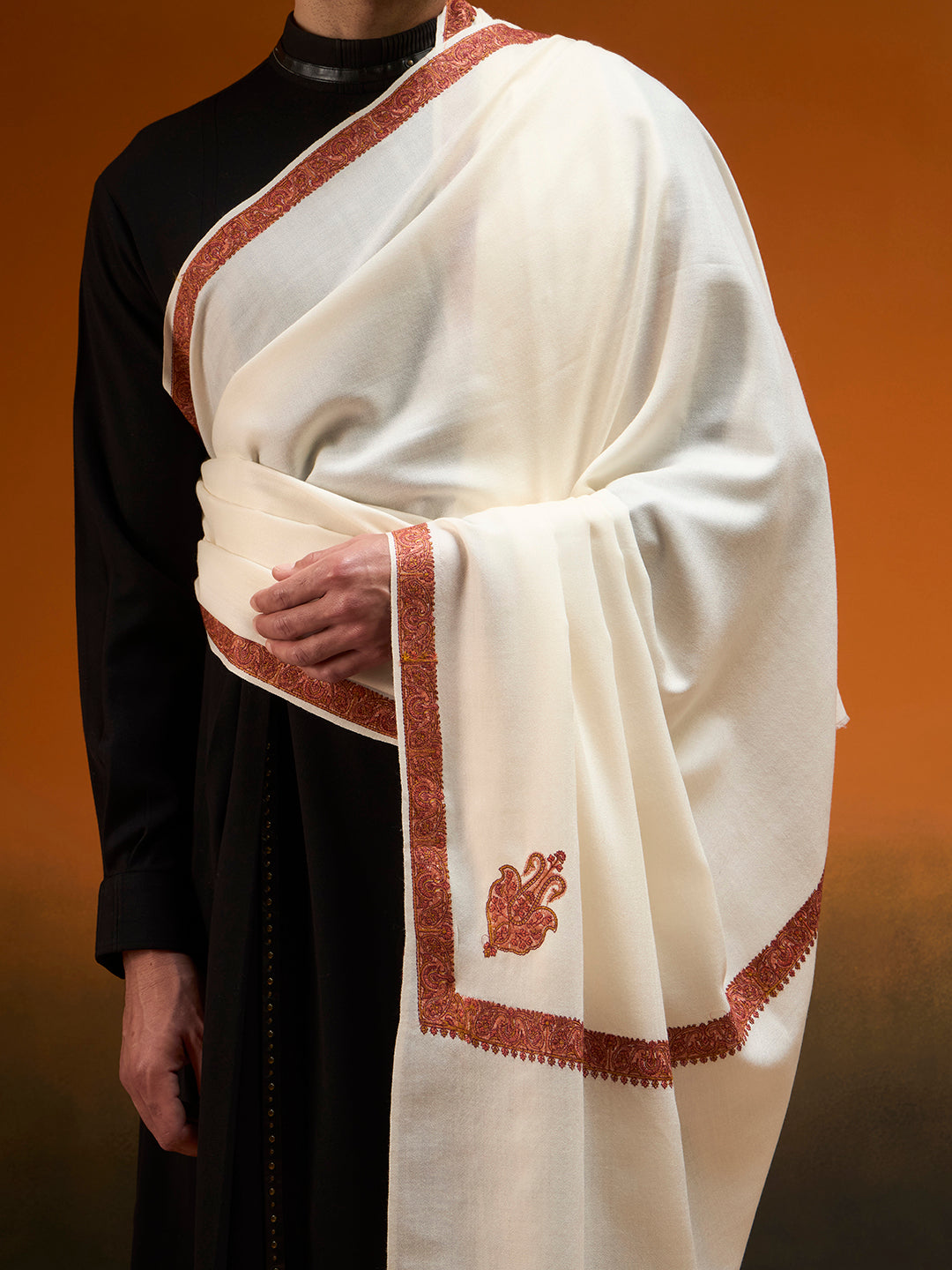 Men kashida Kingri Embroidered Lohi Shawl