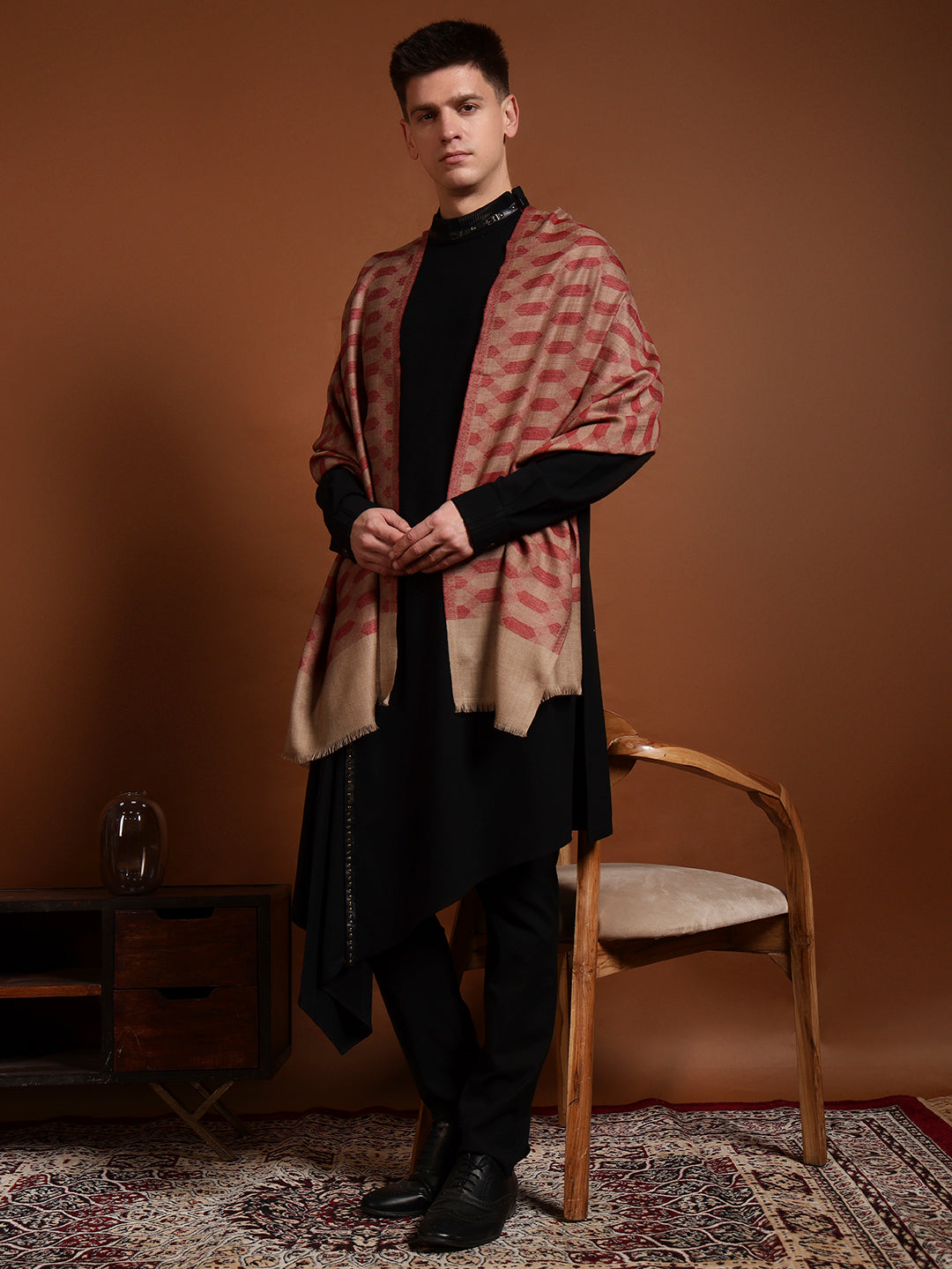 Men Kavya Ikat 100% Pure Wool Checkered Stole