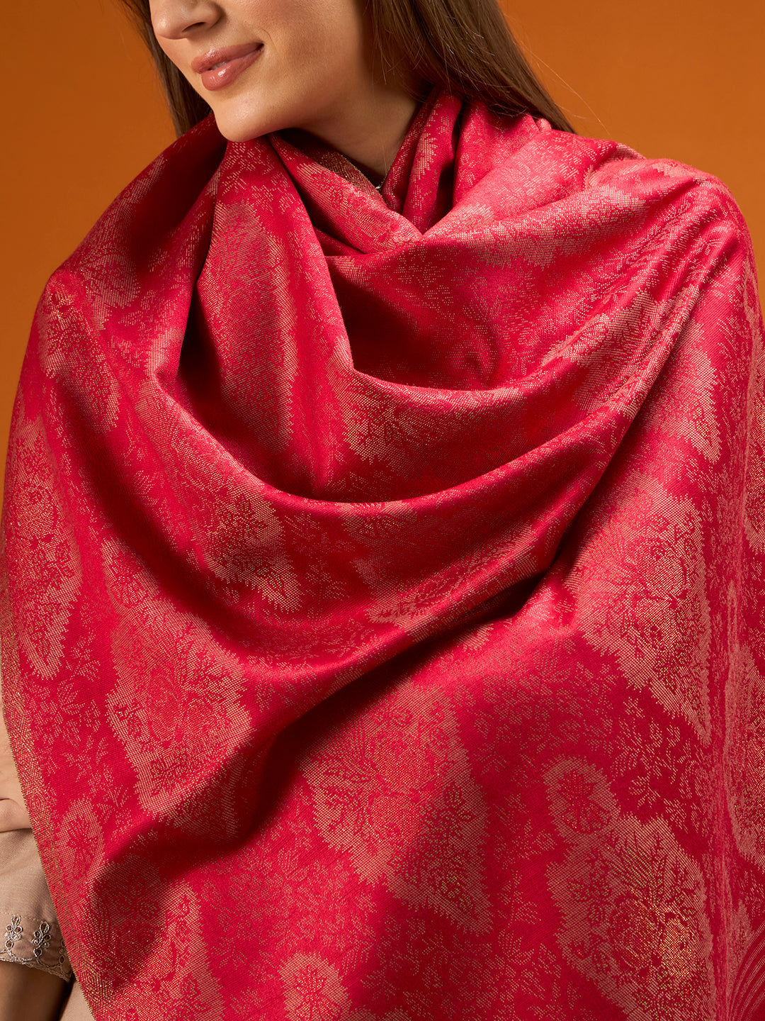 Pashmoda Imperial Royal brocade Stole for Women, Wool Blend Pashmina Style Shawl Wrap, Traditional Kashmiri Jamawar Woven Design, Luxury Evening & Festive Scarf (28 x 80 Inches)