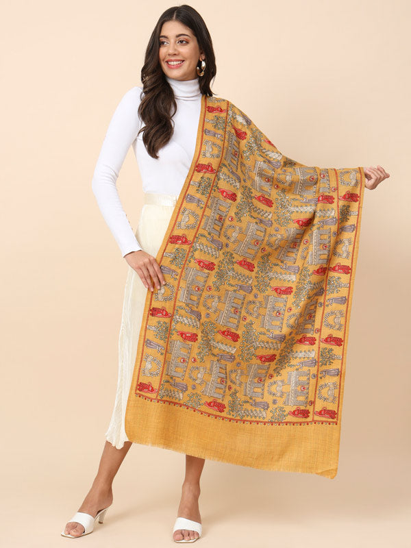 Women Dilkash 100% Pure Wool Embroidered Stole (Size 71X203 CM)