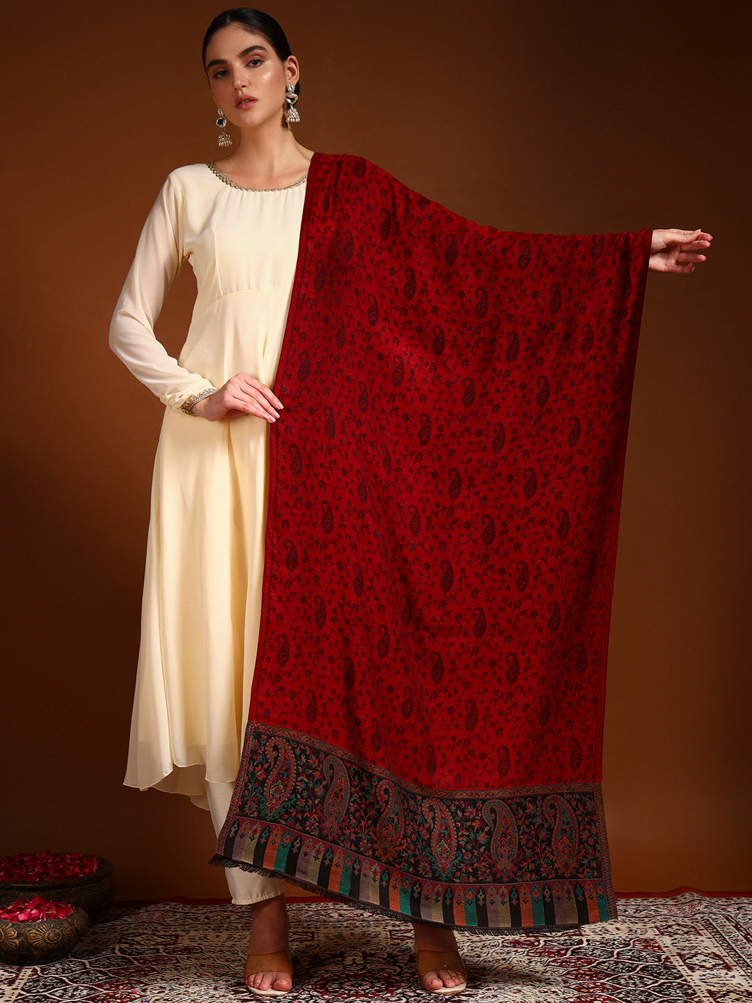 Pashmoda Women Gulpari Kaani Stole (Size : 71X203 CM)