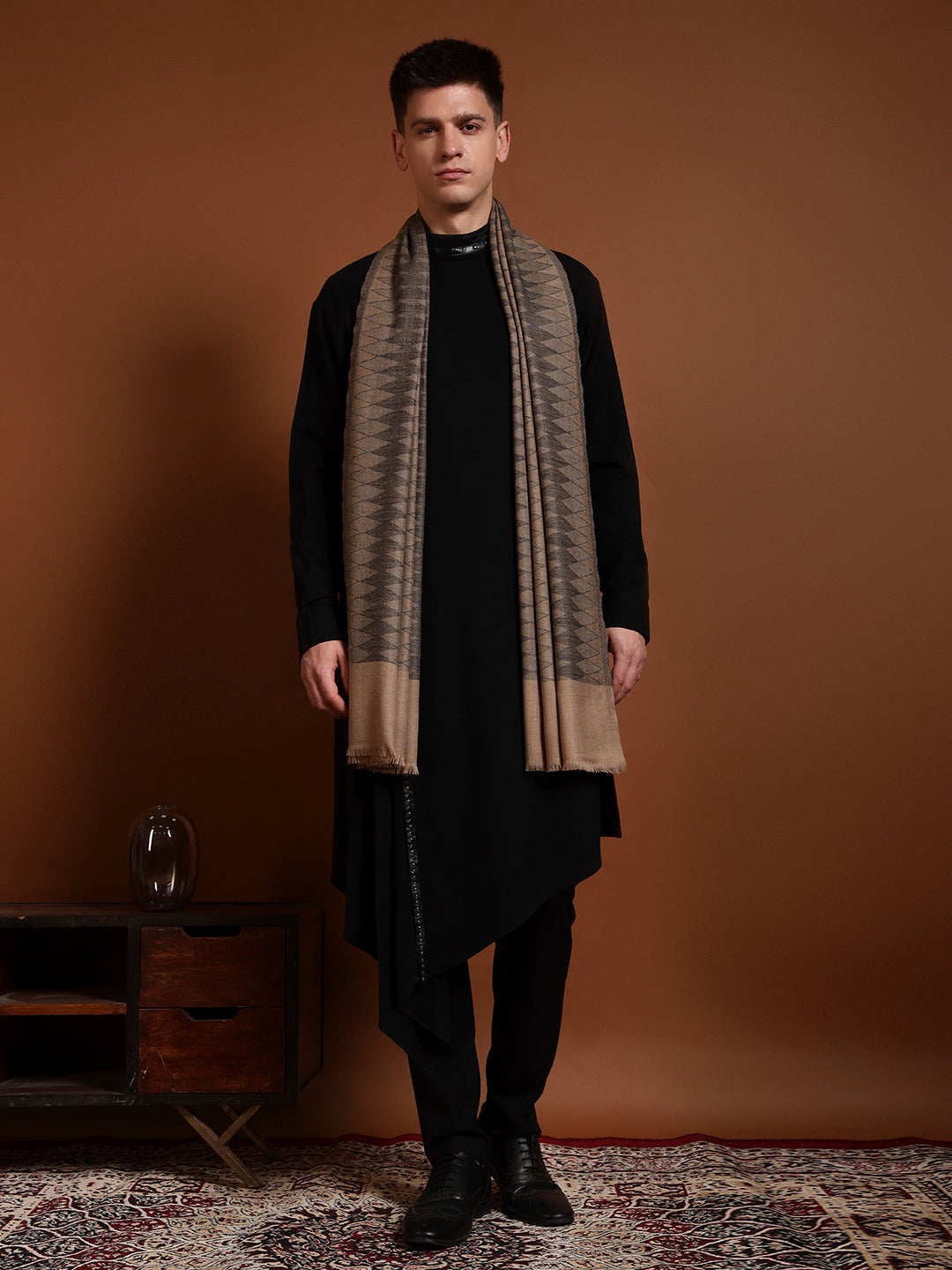 Men Ananta Ikat 100% Pure Wool Checkered Stole