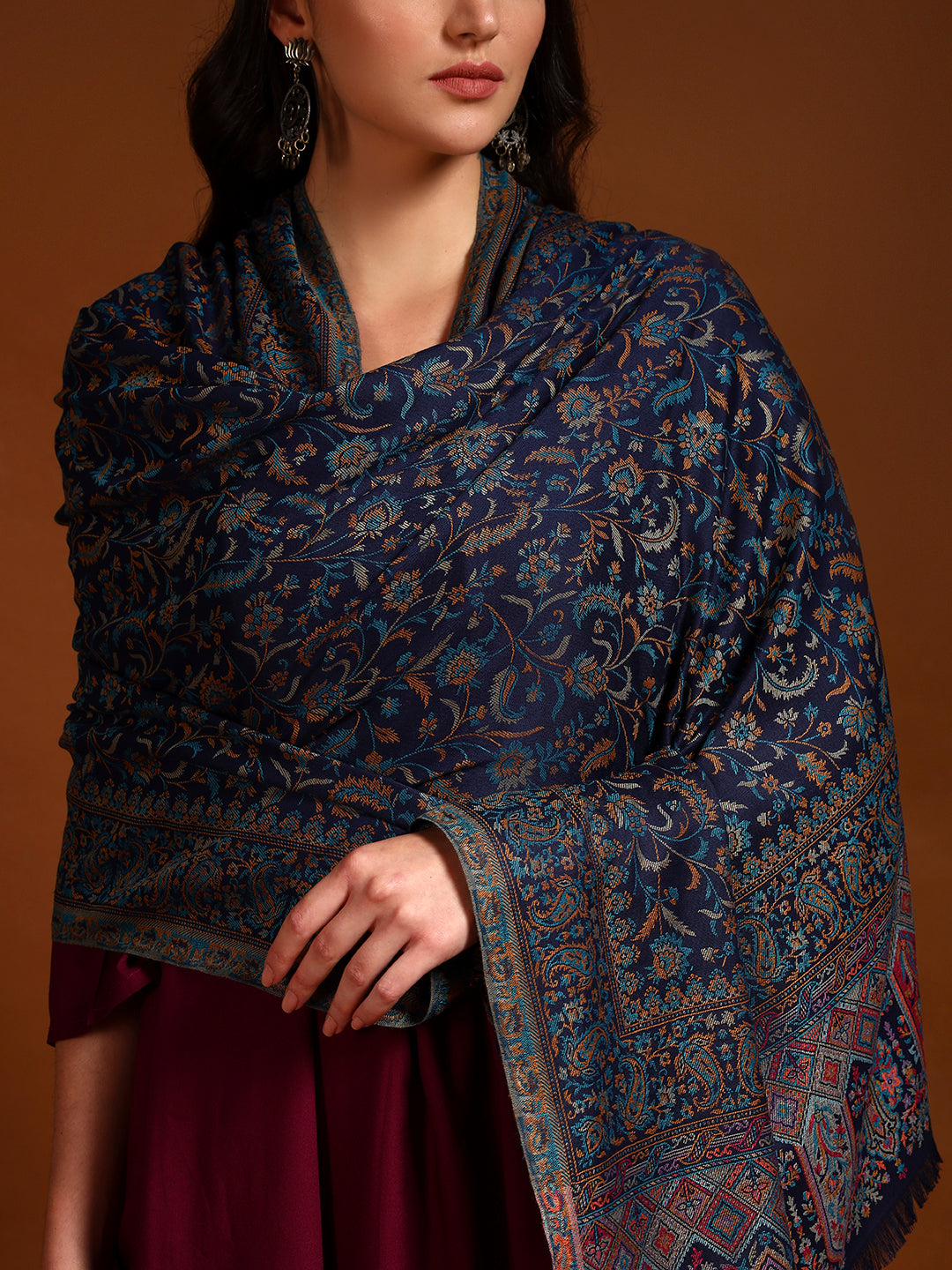 Pashmoda Women Nazrana Kashmiri Jamawar Woven Shawl (Size: 101X203 CM)