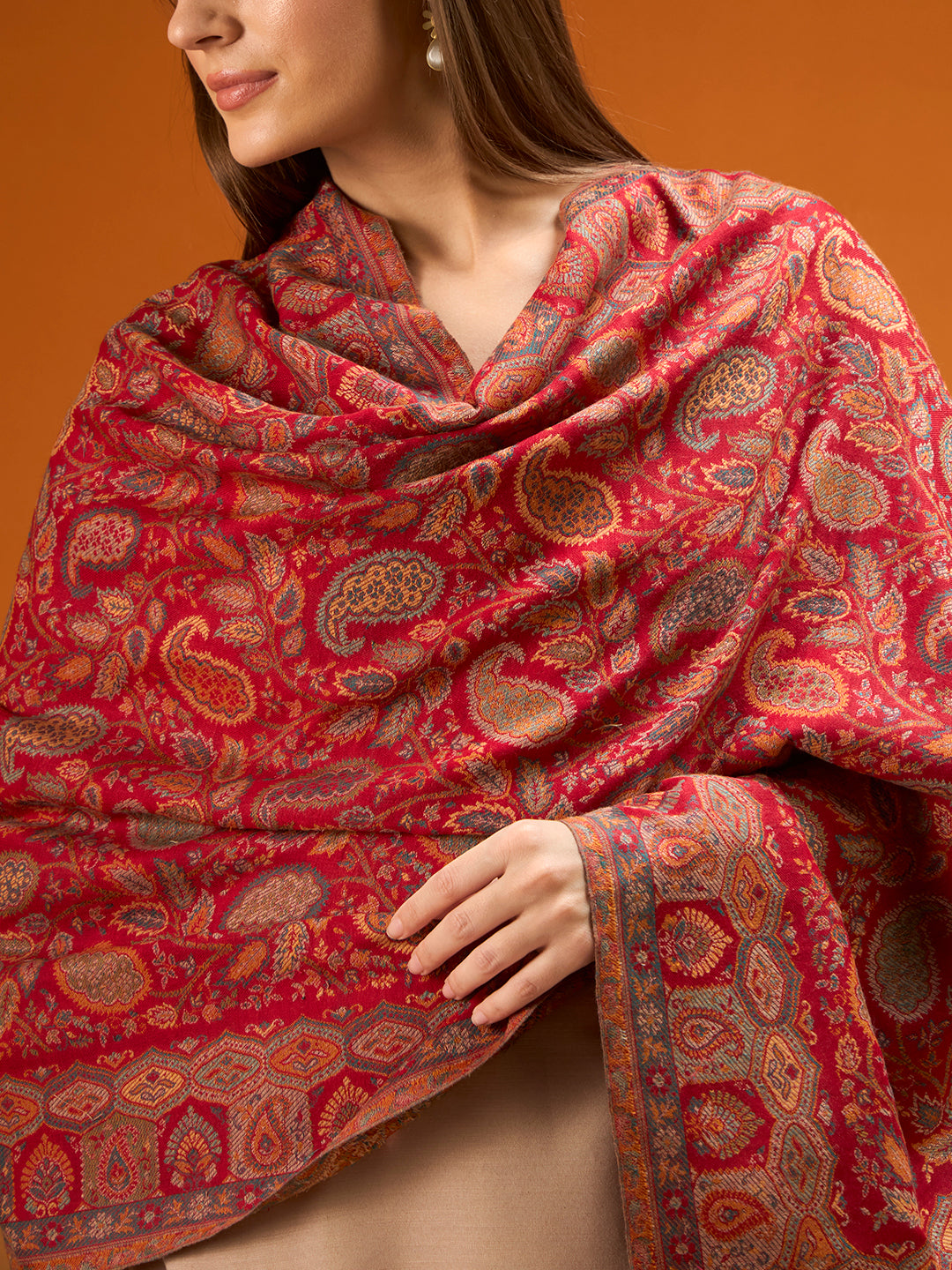 Pashmoda Imperial Gulzar kaani stole Stole for Women, Wool Blend Pashmina Style Shawl Wrap, Traditional Kashmiri Jamawar Woven Design, Luxury Evening & Festive Scarf (28 x 80 Inches)