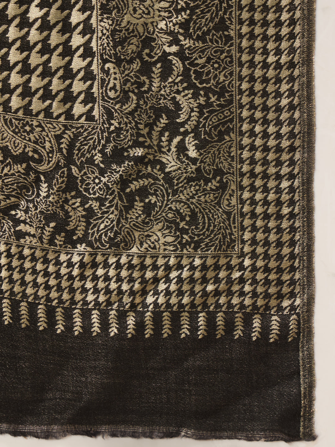 Women Obsidian Gold Zari Stole