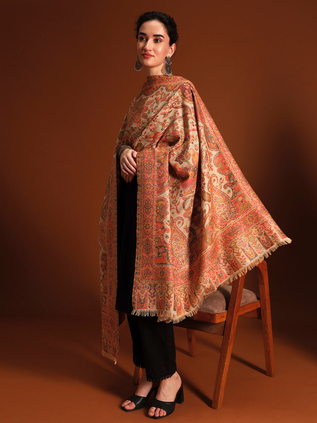 Women Royal gulistan Kaani Wool Blend Kashmiri Shawl