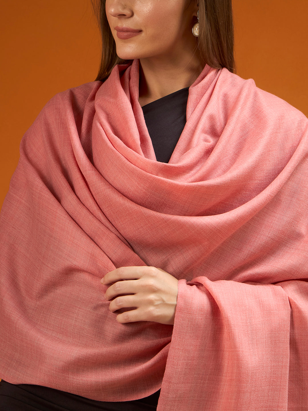 Women Verdant Grace Fine Wool Blend Solid Melange Shawl