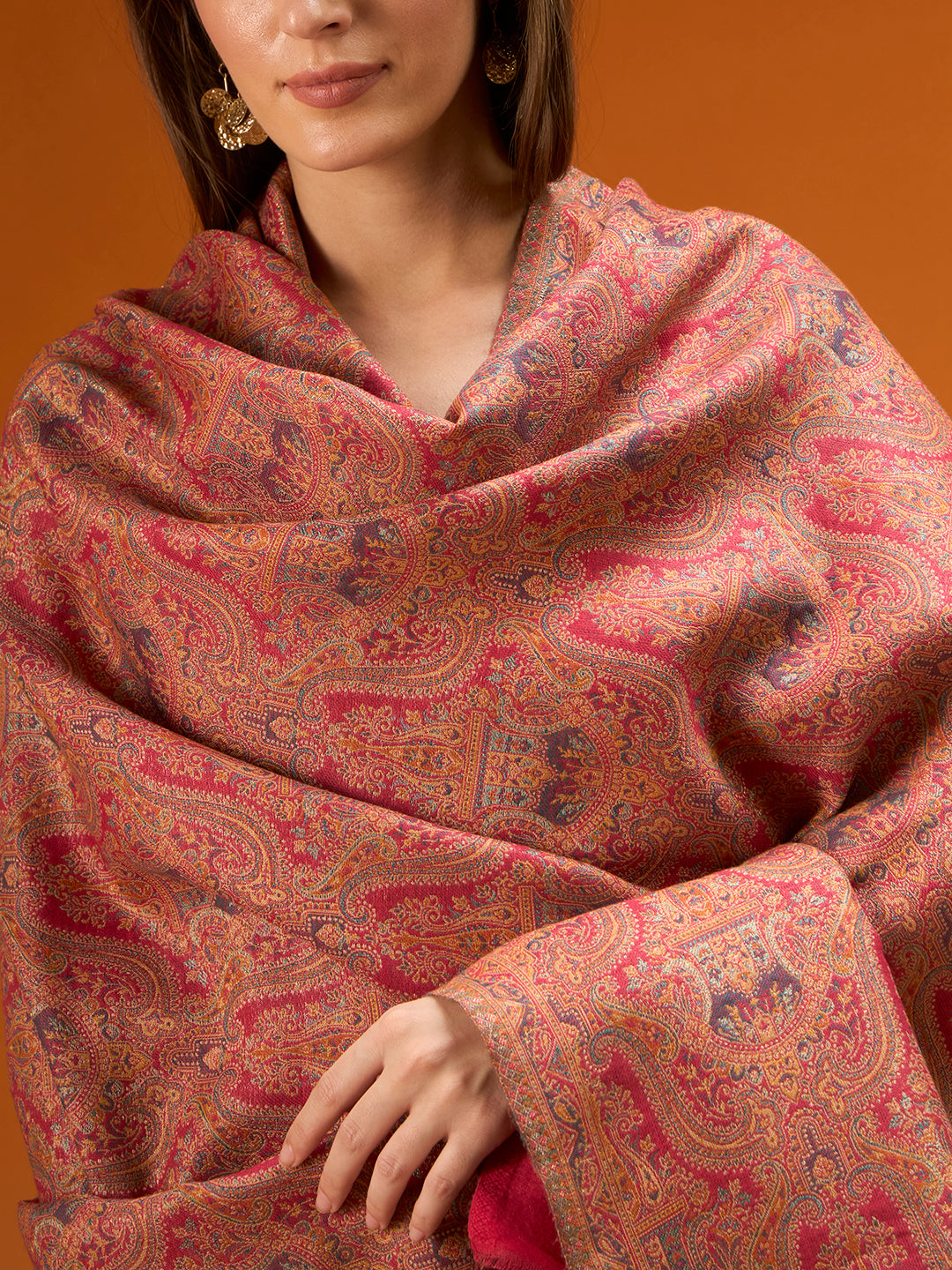Pashmoda Women Gulnaar Royale Zari Reversible Kaani Fine Wool Shawl, Shawl, Scarf, Heritage Kashmiri Pashmina Stole, Evening Wrap (Size 40X80 inches)