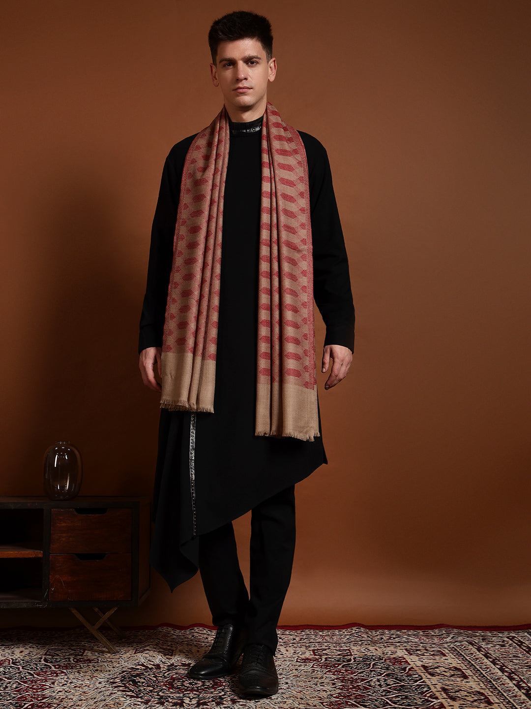 Men Kavya Ikat 100% Pure Wool Checkered Stole